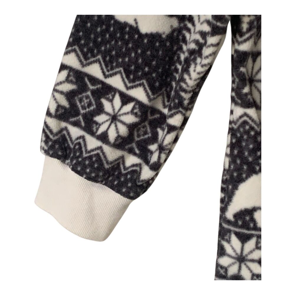 Old Navy Fleece PJs SZ M Women's Romper Black White One Piece Christmas Winter - Picture 5 of 14